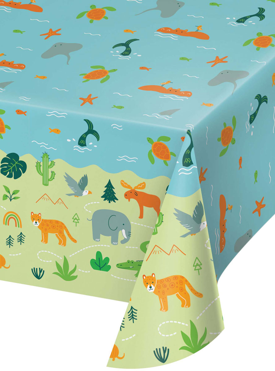 World Adventure Animal Print 244cm Paper Table Cover - Main Image