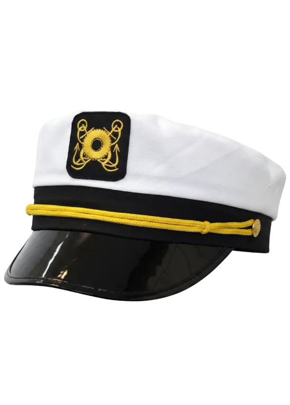 Adults White Yacht Captain Costume Hat Main Image