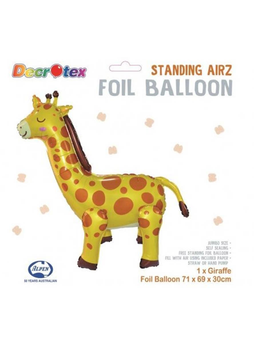 Image of Yellow Giraffe Standing 69cm Tall Air Fill Foil Balloon - Alternative