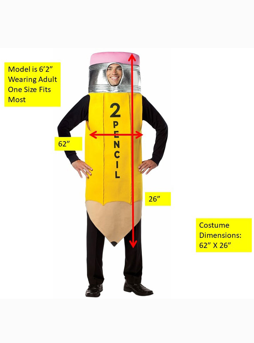 Yellow Pencil Novelty Adults Costume - Alternative Image