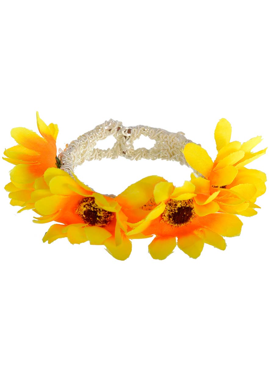 70s Yellow Sunflower Hippie Costume Bracelet