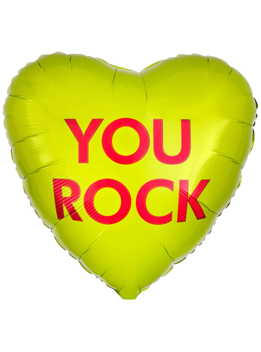 You Rock Candy Heart Yellow 45cm Foil Balloon - Main Image