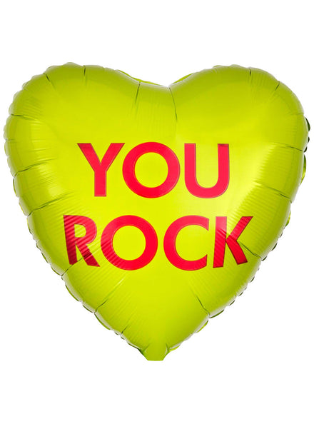 You Rock Candy Heart Yellow 45cm Foil Balloon - Main Image