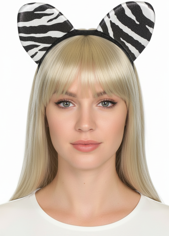 Zebra Print Adults Animal Costume Ears - Main Image