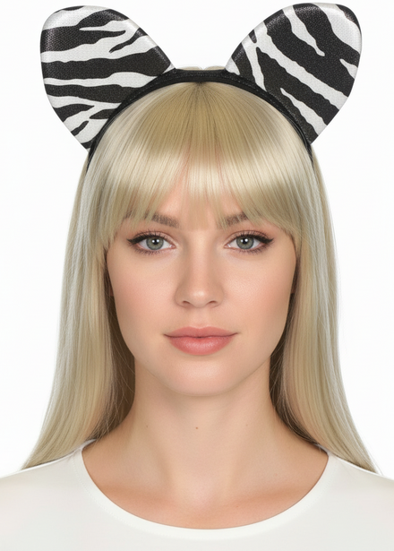 Zebra Print Adults Animal Costume Ears - Main Image