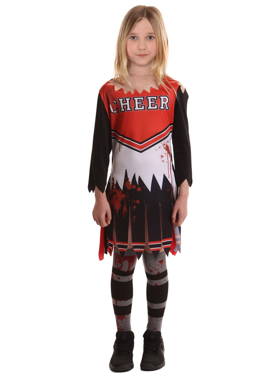 Zombie Cheerleader Girls Halloween Costume - Alternative Image 1