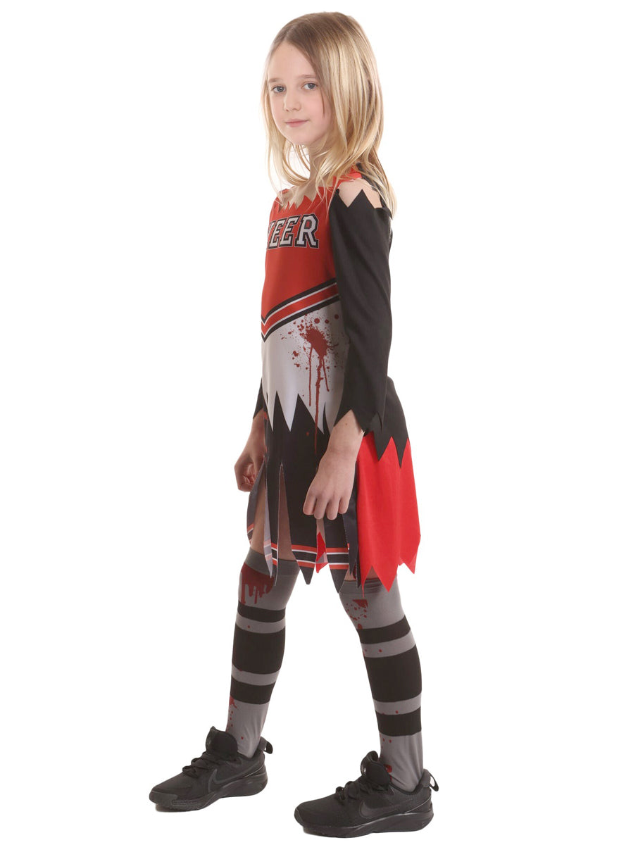 Zombie Cheerleader Girls Halloween Costume - Side Image