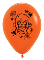 Pack of 6 Orange Zombie Face Latex Balloons - Main Image