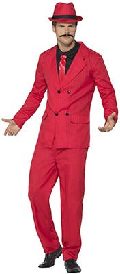 red pinstripe gangster costume