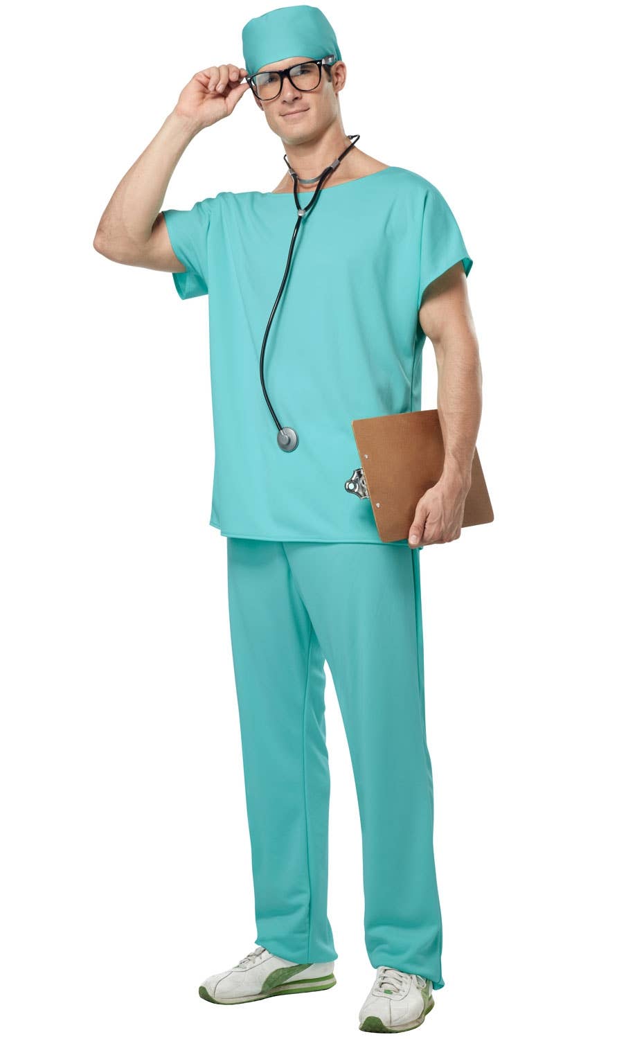 Adult Fake Bloody Surgeon Scrubs Hat With Mask Halloween Fancy Dress Costume Pro