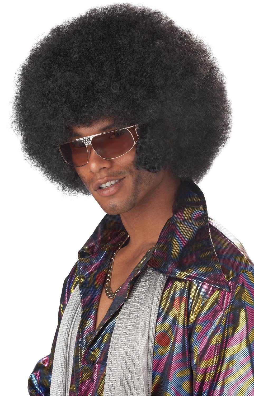 Afro Men S Black Frizzy Costume Wig With Sideburns Genuine