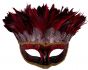 Men's Red Tribal Mystery Feather Masquerade Mask View 2