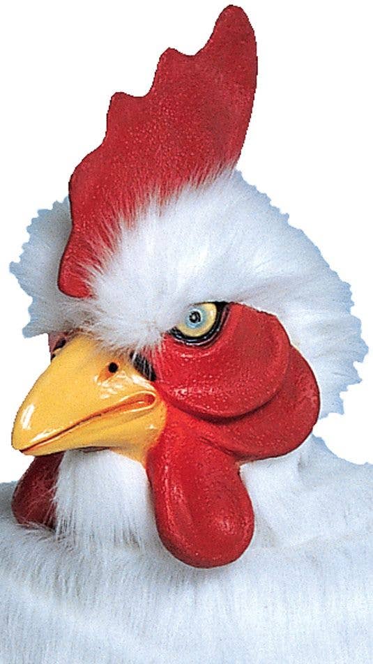 White Rooster Adults Costume Mask | Deluxe White Latex Rooster Mask