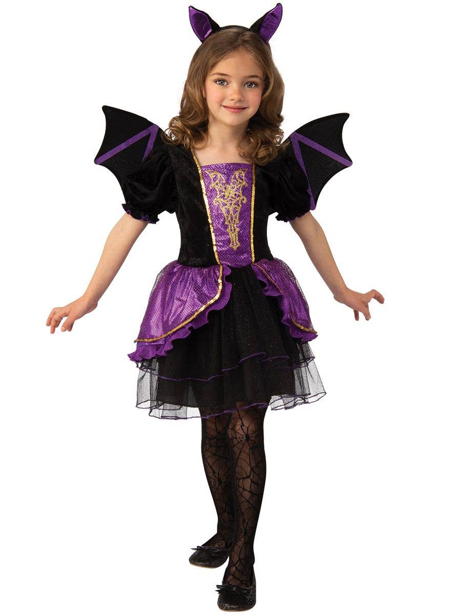 Girls Bat Costume | Purple & Black Bat Halloween Costume for Girls