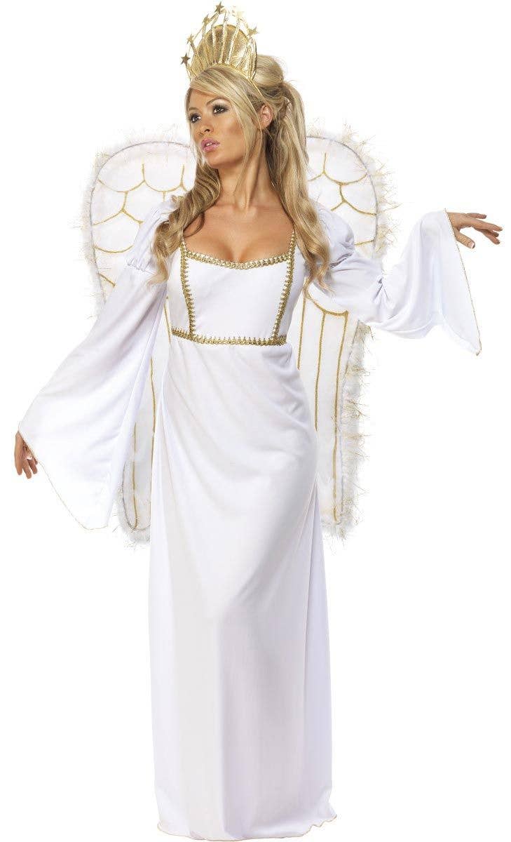 White and Gold Angel Costume with Wings | WOMENS CHRISTMAS COSTUMES