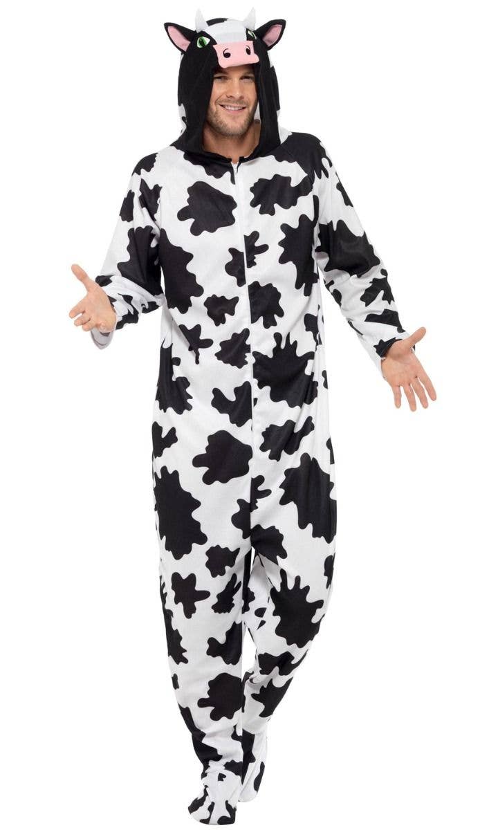 Adults Deluxe Cow Jumpsuit Farm Animal Fancy Dress Costume Outfit Book Week New