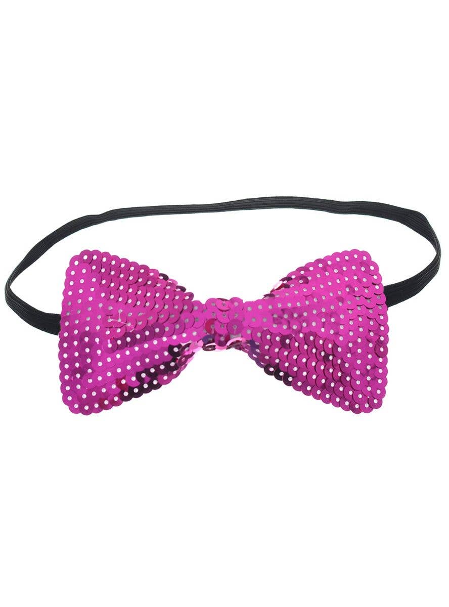 Pink Sequinned Costume Bow Tie | Clown Sequinned Pink Bow Tie