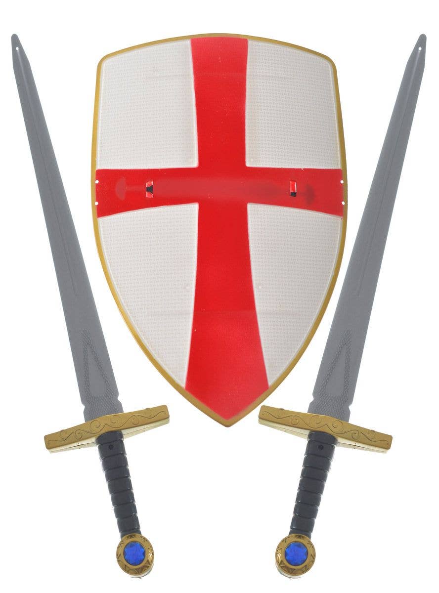Knight Crusader Set Sheild & Sword Kit Adults Kids Fancy Dress Accessory 