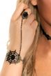 Women's Halloween Black And Gold Spiderweb Bracelet And Ring Costume Jewellery Set Close Up Image 1
