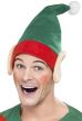 Hilarious Red and Green Christmas Elf Costume Hat with Ears