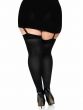 Opaque Black Plus Size Women's Thigh High Stockings with Black Bows - Back Image