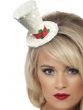 Mini White Glitter Christmas Top Hat Costume Headband
