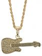Gold Rock Star Guitar 80s Costume Accessory Necklace - Main Image