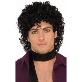 Men Fancy Dress Party Costume Michael Jackson Curly Hair 90s Rock Star Wig Black