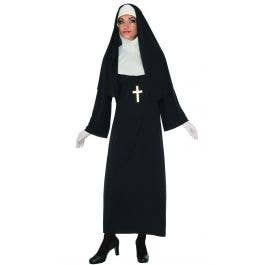 Nun Fancy Dress Costume Womens Ladies Sister Act Holy Religious Outfit 