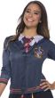 Women's Grey Harry Potter Gryffindor Long Sleeve Costume Shirt Top Close Up Image