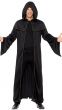 Black Wizard Cloak with Gold Braid Trim Front Image