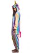 Women's Enchanted Rainbow Striped Unicorn Costume Onesie Jumpsuit Side Image