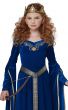 Blue Girl's California Costumes Medieval Renaissance Long Princess Dress Close up Image