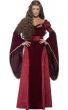 Deluxe Women's Red Crushed Velvet Medieval Queen Costume Front Image