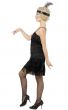 Women's Fringed Black 1920s Flapper Costume Dress - Side View