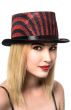 Black and Red Lurex Striped Top Hat Cabaret Costume Accessory