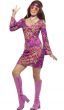 Women's Pink and Purple Hippie Costume Dress Front View