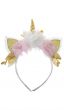 Unicorn White Gold and Pink Floral Glitter Headband Accessory - Alternative Image