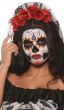 Women's Mexican Day of the Dead Flower Headband with Attached Veil Alternative Image