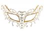 Womens White and Gold Antique Laser Cut Metal Masquerade Ball Mask - Mask Image