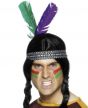 Native American  Purple and Green Feather Costume Headband