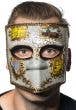 Full Face White and Gold Medieval Men's Masquerade Mask - Alternative Image 1