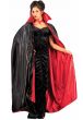 Reversible Black and Red Satin Costume Cape with Stand Up Vampire Collar 