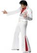 Mens White Elvis Fancy Dress Costume Jumpsuit - Side Image