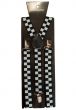 Novelty Checkered Black And White Clown Suspenders Costume Accessory Main View
