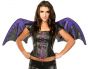 Women's Black and Purple Gothic Bat Halloween Costume Set with Wings and Top - Alternative View
