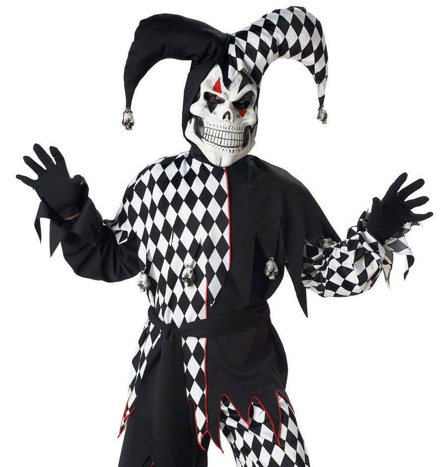 Boys Evil Black and White Jester Costume | KID'S HALLOWEEN COSTUMES