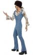 Groovy 70's Blue Denim Style Disco Costume for Men - Side Image