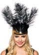 Tall Black Feather and Gold Showgirl Headband Main Image