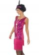 Great Gatsby Women's Magenta Pink Sequinned Dress Front